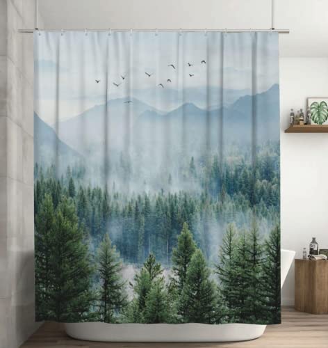 Sayiruld Forest Shower Curtains Nature Tree Bathroom Waterproof Decorate With Hooks 72X72In #TOP13