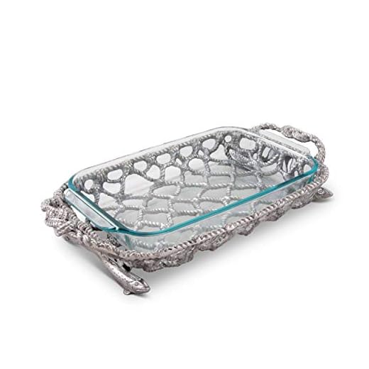 Arthur Court 3 Quart Casserole Pyrex Holder Fish Net Pattern - 3.5" x 11" x 19"