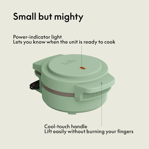 Image of bella Stack & Store Mini Waffle Maker, 4-Inch Ceramic Non-Toxic, Seaglass