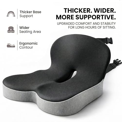 UULOOVEE Extra-Wide Truck Driver Seat Cushion, Memory Foam with L-Shaped Ergonomic Design, Lumbar Support & Tailbone Pain Relief, Easy Installation, Durable Comfort for Extended Driving Sessions by UULOOVEE - Used condition - Image 2