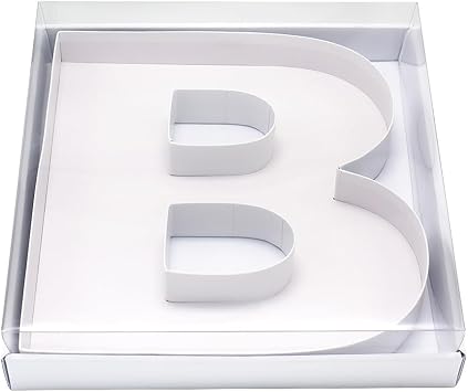 WENPACK 12.5" Cardboard Fillable Letter Shaped Mache Charcuterie Sweets Candy Decorative Box with Clear Lid White, B