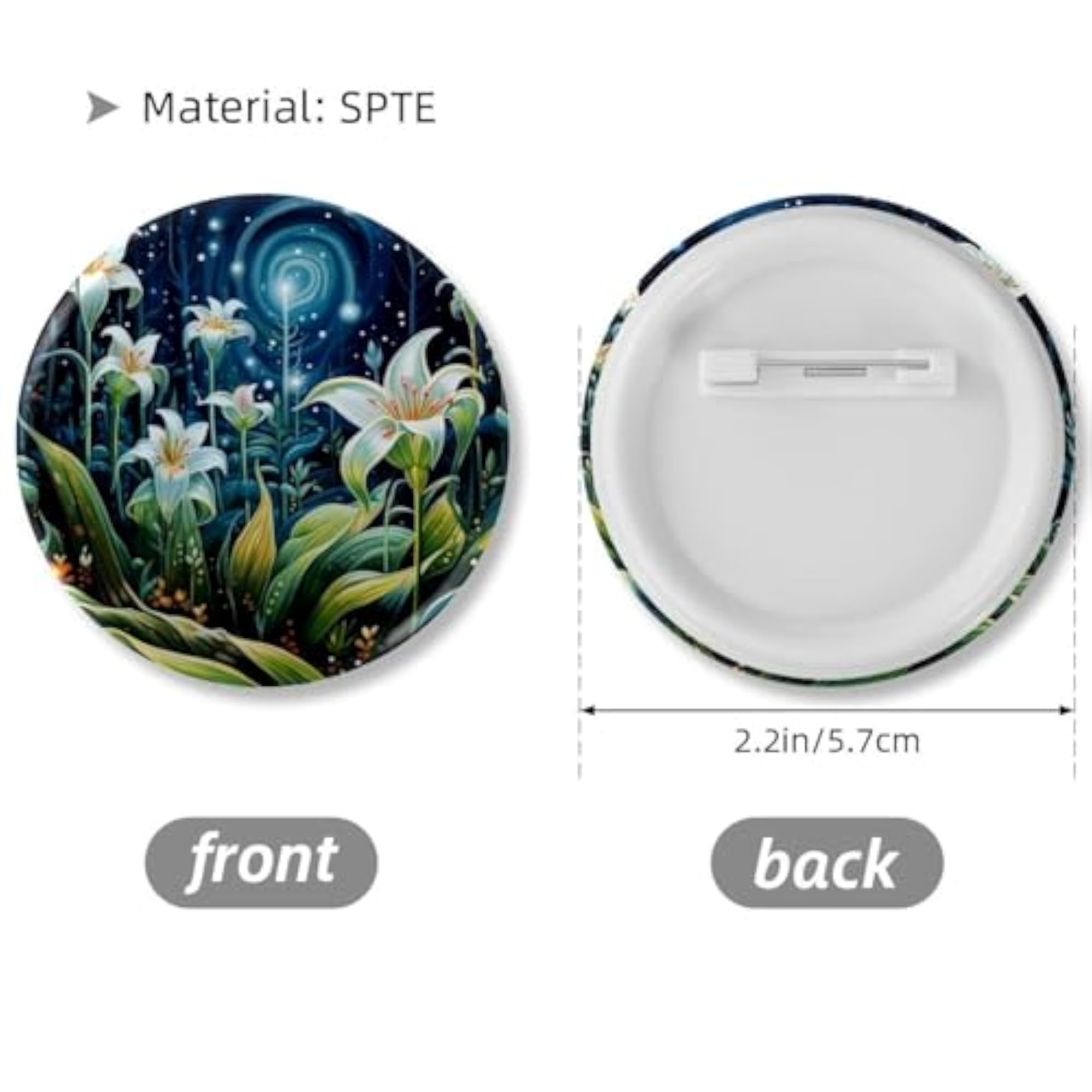 Children's Starry Plants Trendy Button Pins 6-Pack