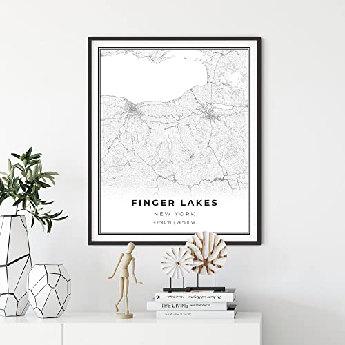 Skanndi Finger Lakes Map Print, New York Ny Usa Map Art Poster, Modern Wall Art, Street Map Artwork 11X14 #TOP1