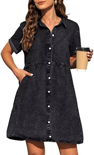 KDF Denim Dress for Women with Pockets Short Sleeve Martinique | Ubuy KDF Denim Dress for Women with Pockets Short Sleeve Martinique | Ubuy