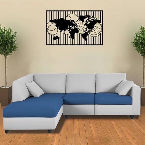 Image of Florian LHS 4 Seater L Shape Sofa Set for Living Room (Blue Grey Fabric) Premium Fabric Sofa