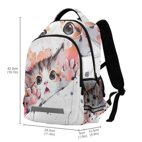 Sac à dos enfants chats aquarelle avec sangle de poitrine - 4
