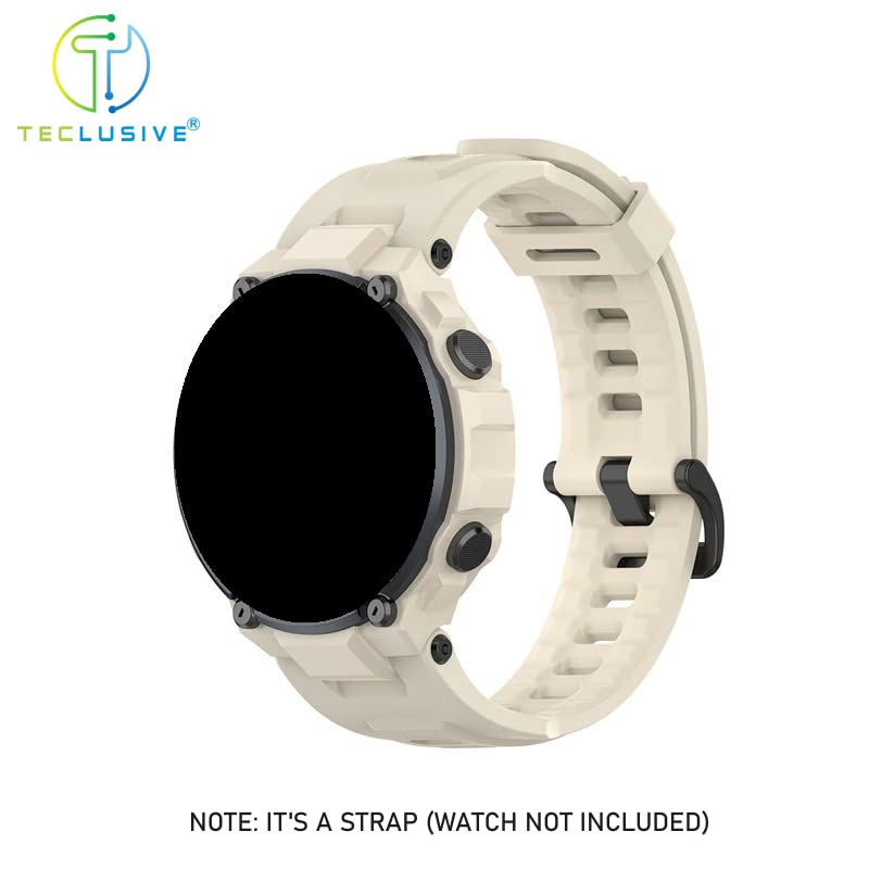 Image of T TECLUSIVE Soft Silicone Strap Band Compatible with Amazfit T-Rex /Amazfit Trex Pro | Adjustable Silicone Rubber Band with Installation Tools for T Rex Pro (Beige)
