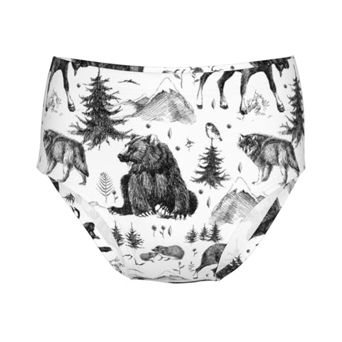 Scandinavian Woodland And Wild Animals Girls' Underwear Soft Cotton Little Girls Panties Comfort Briefs