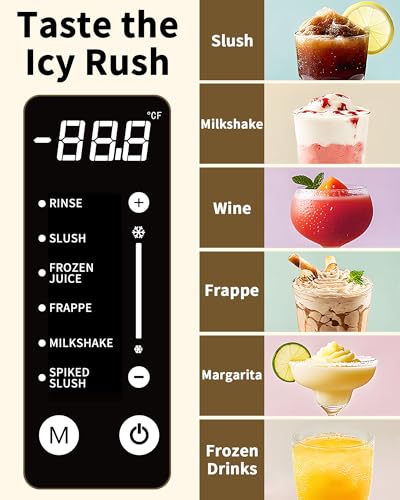 Image of Slushie Machine, Slushy Maker for Home, Frozen Drink Maker with 5 Preset Programs for Margaritas, Frappes, Milk Shake, No Ice Needed, LED Display, Self Clean