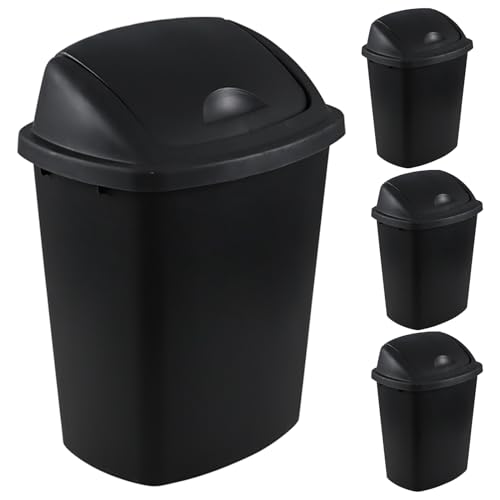 Caneca de basura plástica negra 6 galones 4 unidades