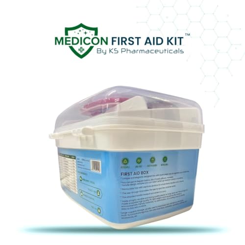 Image of First Aid Kit - 22 Items, 65 Pieces - Complete Emergency Medical Box for Home, Office, Car, Travel, School & Outdoor Use - Compact, Durable Plastic Case with Supplies