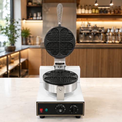 Image of Heart Shape Waffle Maker 5 Slot, Commercial Electric Waffle Maker Machine, Professional Belgian Waffle Machine for Cafe Bakery