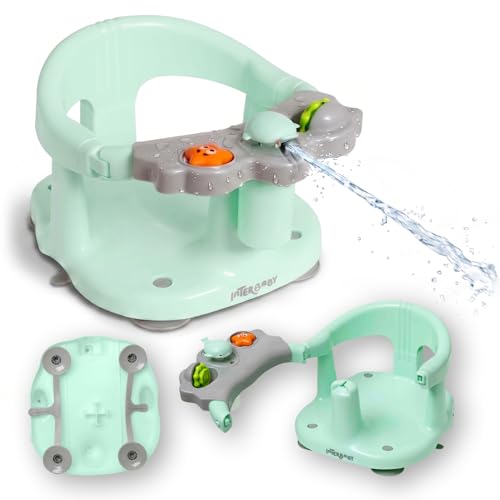 Interbaby Asiento Bañera Bebé Antideslizante con Ventosas | Asiento Baño Bebé Seguro y Ergonómico | Silla Bañera y Ducha Bebé 6 24 Meses | Sillón de Baño Infantil Cómodo y Estable (Verde)