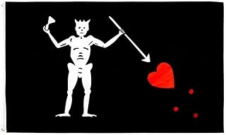 Pirate Edward Teach Flag Large 3x5 Ft, Outdoor Polyester, Brass Grommets for Easy Display Bloody Flags Blackbeard Halloween Flag