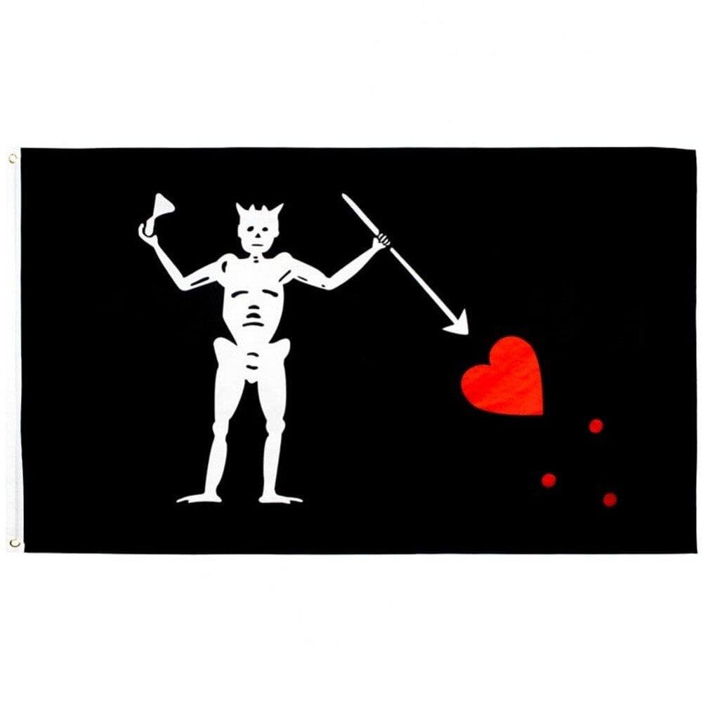 Pirate Edward Teach Flag Large 3x5 Ft, Polyester, Brass Grommets for Outdoor Display Flag Black Beard Halloween Flag
