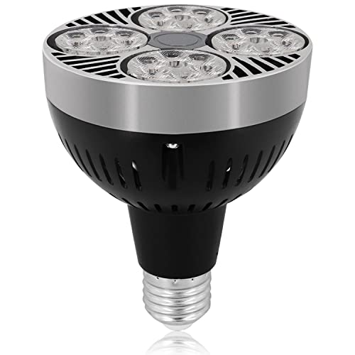 Bombilla LED PAR30 para focos, color negro, 4000 K, blanco natural, 40 W, ángulo de haz de 24 °, foco de inundación para tienda de ropa, restaurante, base de tornillo E27, no regulable Cover
