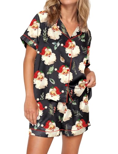 Image of SHESHOW Satin Pajamas for Women Set Preppy Animals Pjs Short Sleeve Shorts 2 Piece Loungewear Sets XS-XXL