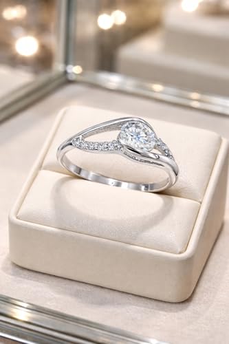Bague Solitaire Argent à Porter au Quotidien avec Anneau Vague Chic - 5