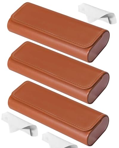 Image of RayLove Glasses Case Hard Shell (2Pack), Travel Sunglasses Case, Leather Hard Eyeglass Case for Women, with Ear hooks