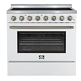 Forno Paolo 36-Inch Freestanding Electric Range with 5 Radiant Burners, 4.38 cu.ft. True Convection Oven, Smooth Glass Cooktop – White