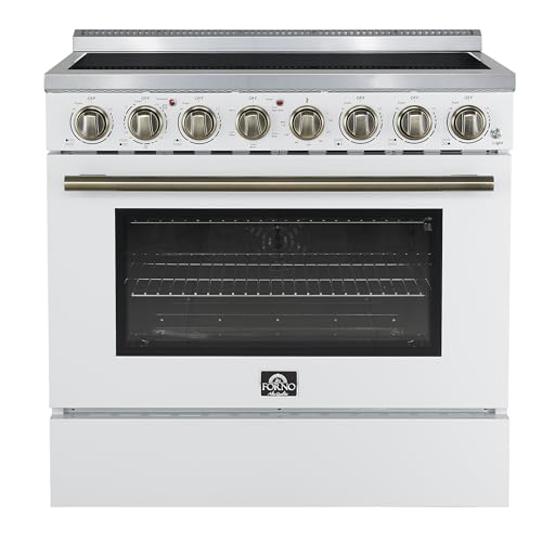 Forno Paolo 36-Inch Freestanding Electric Range with 5 Radiant Burners, 4.38 cu.ft. True Convection Oven, Smooth Glass Cooktop – White