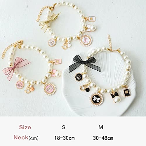 Xufun Fashion Pink Rhinestone Dog Chain Puppy Accessories Princess Necklace Cat Jewelry Pet Collars Bow Collar(S,White) #TOP1