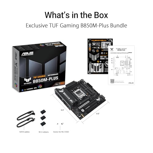 Image of ASUS TUF Gaming B850M-Plus, AMD mATX Motherboard, 14+2+1 Power Stages, DDR5 Slot, PCIe 5.0 Ready, 3 M.2 Slots, 2.5GB Realtek Ethernet, 20Gbps USB-C Flashback, BIOS Flashback and Aura Sync