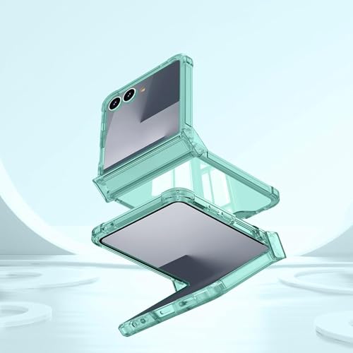 Image of Kapa Clear Airbag with Hinge Protection Back Case for Samsung Galaxy Flip7 / Z Flip 7 | Transparent Shockproof Slim Hard Protective Cover (Green)