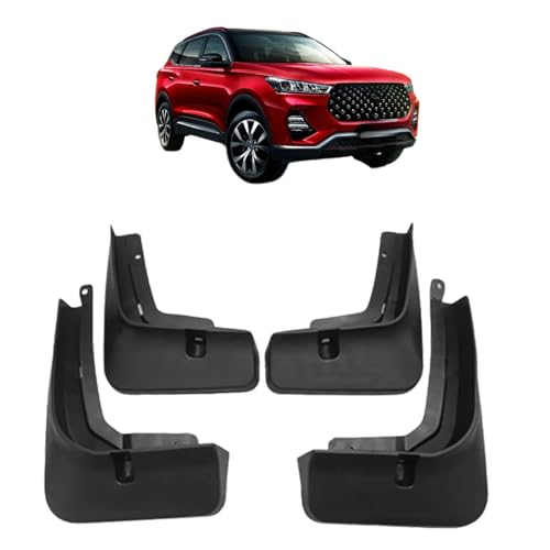 No-Drill Black Front and Rear Mudguard Protection Accessory Set for Chery Tiggo 7 Pro 2020-2023 Cars (4 Pieces)