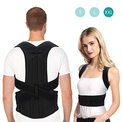 PINCOU Férulas para Espalda, Corrector de Postura para Espalda, Corrector de Espalda Ajustable para Hombre y Mujer, Corrector de Postura Full Lumbar Cinturón para el Cuello, Mejorar Mala Postura-XXL