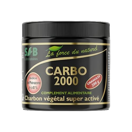 ​SFB Laboratoires Carbo 2000 - Charbon Végétal Super Activé en Granulés - 200 g - Adsorption Exceptionnelle - Soulage Inconforts Digestifs et Purifie l'Organisme
