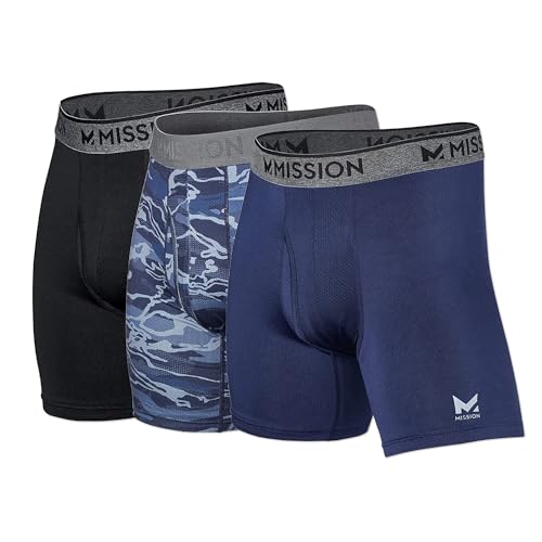 MISSION Mesh Boxer Briefs 6” Men’s Underwear - Performance Heat Release - 3 Pack