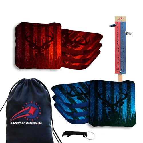 CornholeGamesUSA Pro Cornhole Bags Set of 8 Regulation - Professional Cornhole Bags for Tournament Play, Slick n Stick Bean Bags for Cornhole, Corn Hole Bags Regulation Set of 8- Made in USA