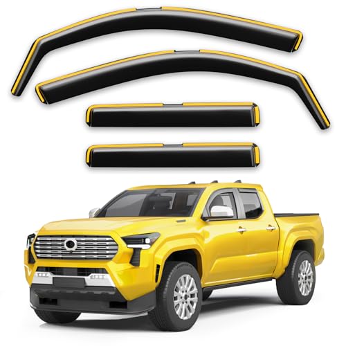 Deejecsun in-Channel Window Rain Guards Fit for Toyota Tacoma 2024-2026 Double Cab with 4 Full-Size Doors Rain Guards Extra Durable Window Deflectors Visors Vent Visors Vent Shades Truck Accessories