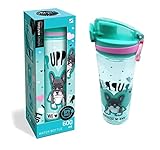 Auslaufsichere Schlanke Wasserflasche Trinkflasche Sportflasche Flasche für Kinder mit Fruchtsieb BPA-frei, 600ml für Schule, Spielplatz Sport Outdoor (Hund)