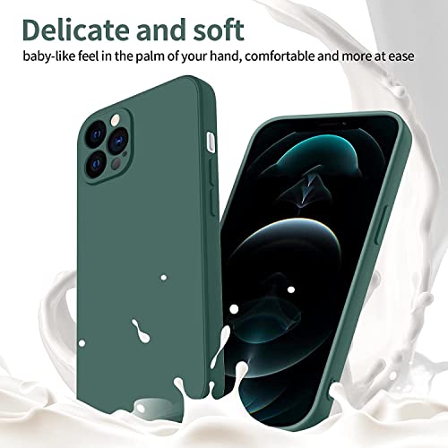 Image of DIZORO Square Candy Liquid Silicone iPhone Case Back Cover for iPhone 11 Pro, All Cube Series with Microfiber Lining Compatible iPhone 11 Pro (5.8 inch, Forest Green)
