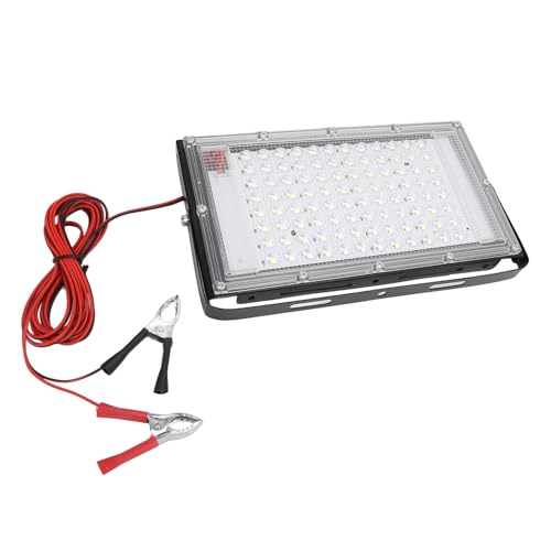 SIXRUN Tablero de Luz de Inundación de 100 W, Luz de Inundación LED a Prueba de Agua IP66 con de Cocodrilo de Batería para Emergencia Al Aire Libre