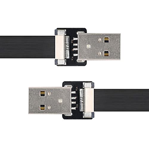 cablecc USB 2.0 Type-A Male to Type-A Male Data Flat Slim FPC Cable for FPV & Disk & Scanner & Printer 50cm
