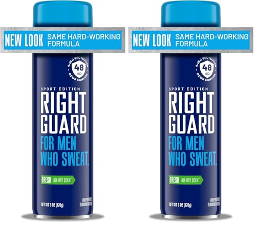 Right Guard Sport Antiperspirant & Deodorant Spray | 4-in-1 Protection Spray Deodorant For Men | Blocks Sweat | 48-Hour Odor Control | Fresh Scent, 6 oz. (Pack of 2)