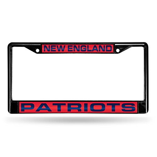 Rico Industries NFL Rico Industries New England Patriots Black Black Laser Cut Chrome Frame 12" x 6" 12" x 6" Black Laser Cut Chrome Frame - Car/Truck/SUV Automobile Accessory