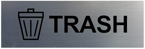 Letrero básico de basura (plata cepillada) - Pequeño paquete de 1