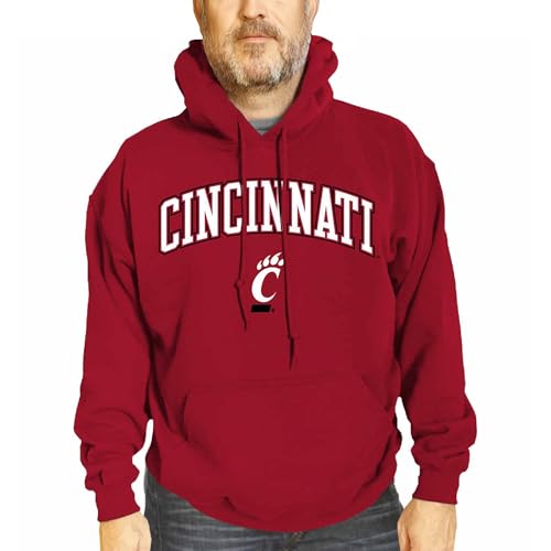 Campus Colors Adult Arch & Logo Soft Style Gameday Hooded Sweatshirt (Cincinnati Bearcats - Red, Small)