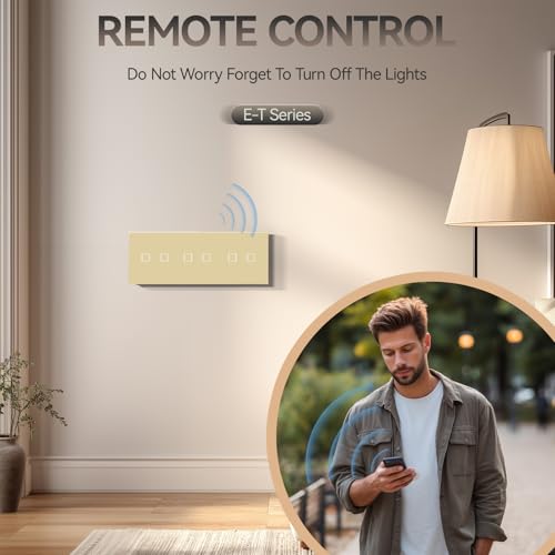 BSEED Smart Touch Lichtschalter,Glas Schalter Unterputz,Wandlichtschalter mit LED Hintergrundbeleuchtung,Neu E-Serie,16A 250V,2 Fach 1 Weg,228mm Gold