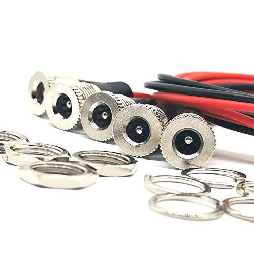 5Pack 5.5 x 2.5 MM Conector macho con cable y tapa impermeable miniatura 3