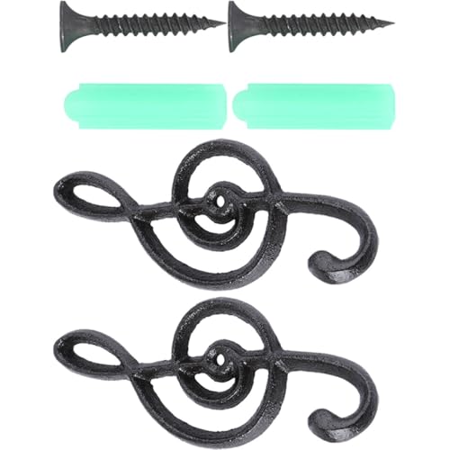 SWETRACE 2pcs Cast Iron Music Note Wall Hooks Decorative Coat
