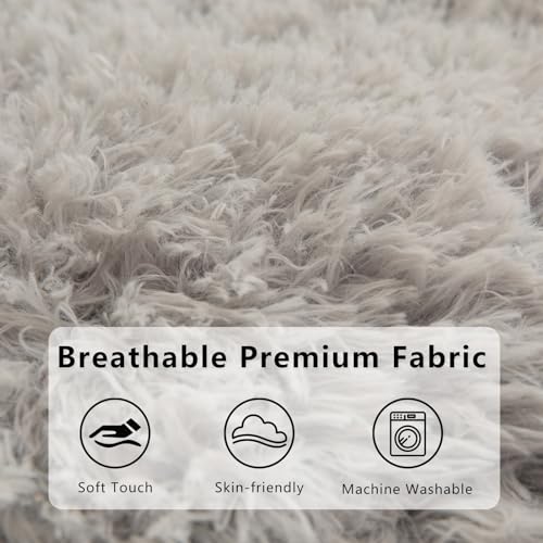 BYBYME Giant Bean Bag Chair, Faux Fur Bean Bag Couch with Filler Large Living Room Bean Bag Chairs for Adults, Big Lazy Sofa Accent Chair with Pocket Floor Chair