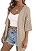 PRETTYGARDEN Women's Lightweight Summer Cardigans 2026 Short Sleeve Knit Crochet Coverups Spring Boho Beach Vacation Clothes (Light Khaki,Large)