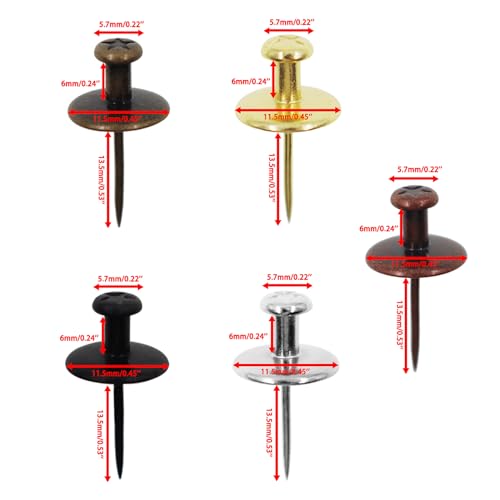 Image of Double Headed Picture Hangers Nails,TTZEZE Zinc Alloy Small Head Hanging Nail,Decorative Nail Push Pins,Small Head Hanging Photo Hook Thumb Tacks Mixed Color 25PCS