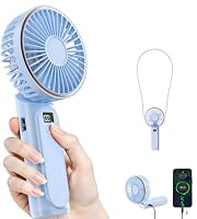 TUNISE Portable Fan, Rechargeable Handheld Fan, 4000mAh, 180 Adjustable, 6 Speed Wind, Display Electricity in Real Time, Foldable, Quiet Personal Fan as Power Bank