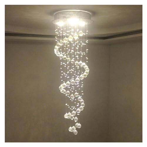 Lustre d'escalier en cristal éclairage puissant pour hauts plafonds sombres
